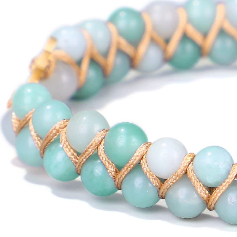 Nimara Ritual Amazonite Beads Lotus Flower Balance Weave Bracelet