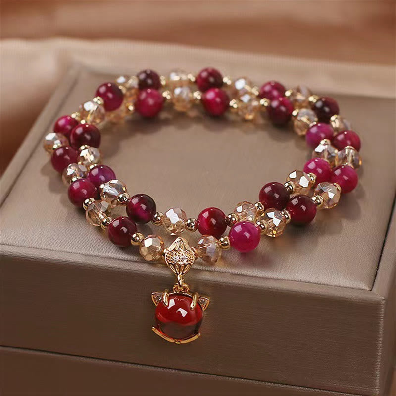 Nimara Ritual Red Tiger Eye Fox Protection Double Wrap Bracelet