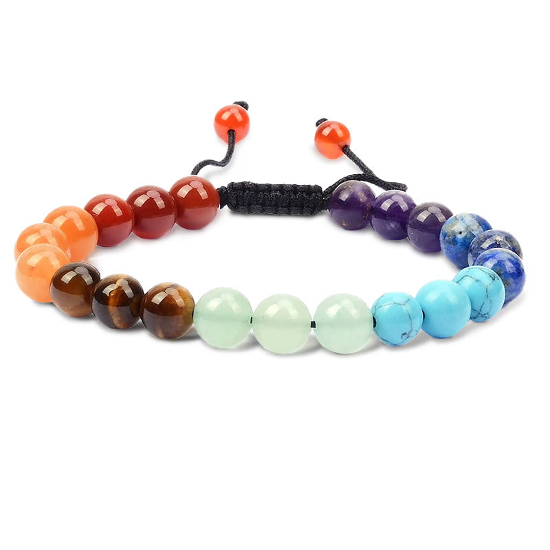 Nimara Ritual Natural Healing Power Gemstone Crystal Beads Unisex Adjustable Macrame Bracelet