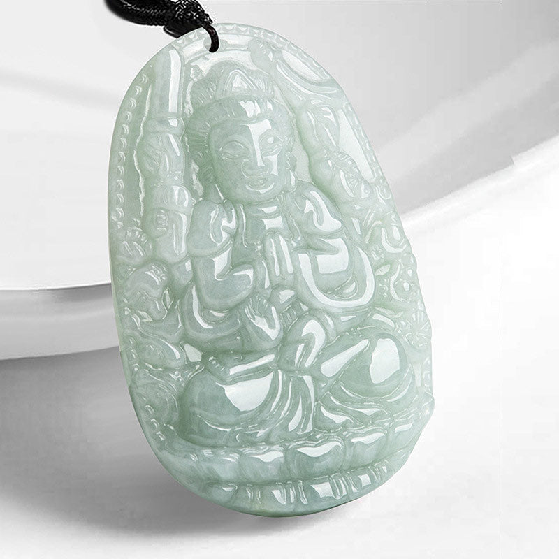 Nimara Ritual Chinese Zodiac Natal Buddha Jade Wealth Prosperity Necklace Pendant