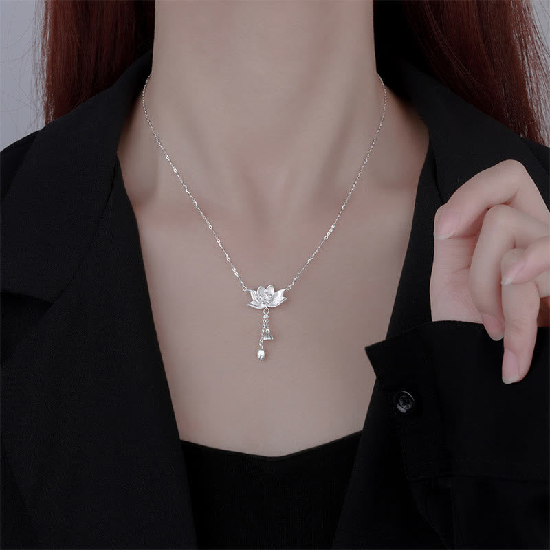 Nimara Ritual 999 Sterling Silver Lotus Flower Pod Carved Enlightenment Necklace Pendant