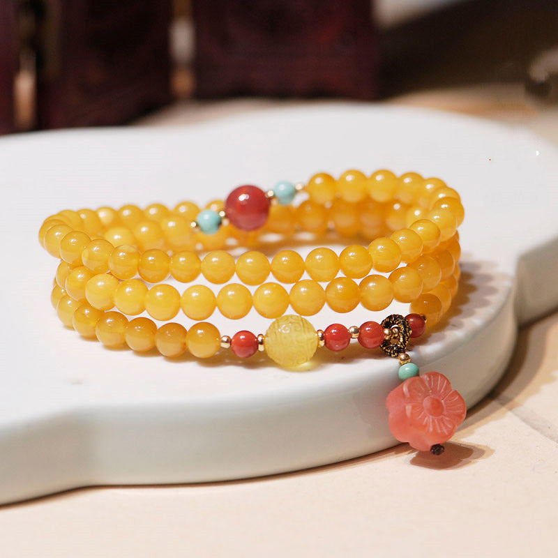 Nimara Ritual Amber Healing Balance Necklace Flower Charm Bracelet