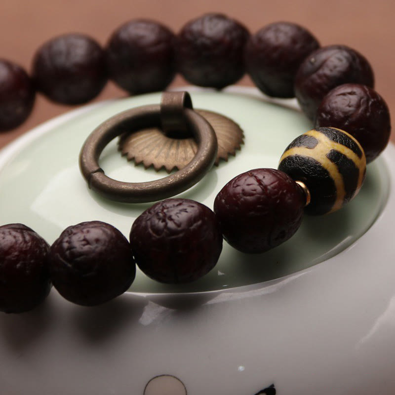 Nimara Ritual Tibetan Bodhi Seed Agate Bead Luck Wealth Tassel Charm Wrist Mala