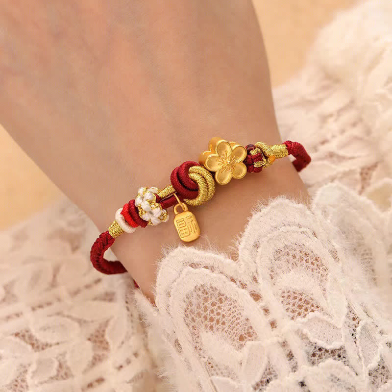 Nimara Ritual Peach Blossom Happiness Charm Luck Red String Bracelet