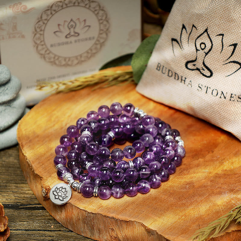 Nimara Ritual Natural Amethyst Purification Mala Bracelet