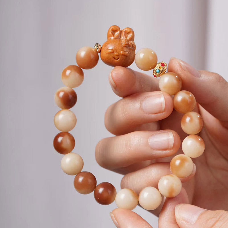 Nimara Ritual Natural Bodhi Seed Lovely Rabbit Peace Bracelet