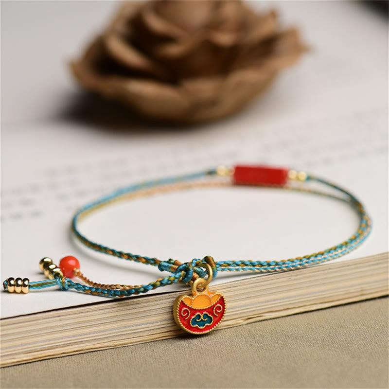 Nimara Ritual Handmade Cinnabar As One Wishes Blessing Braid Double Layer Bracelet