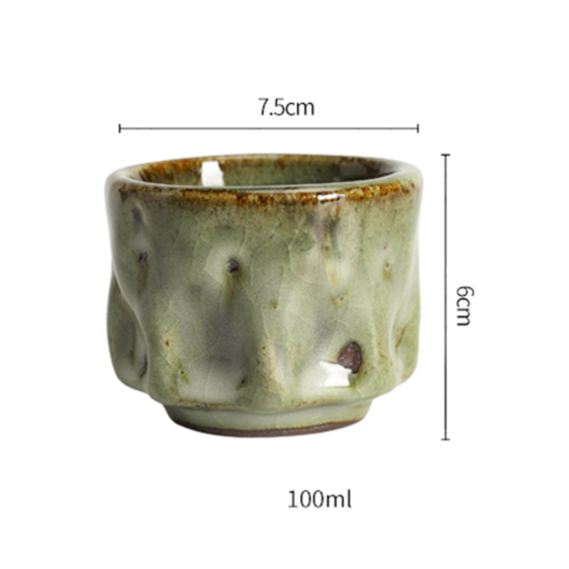 Nimara Ritual Handcrafted Simple Cracked Ice Texture Chinese Jianzhan Ceramic Teacup Kung Fu Tea Cup