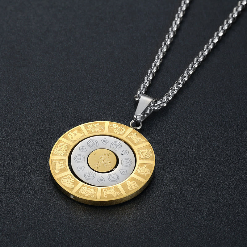 Nimara Ritual Chinese Zodiac Nine Palaces Eight Diagrams Bagua Amulet Harmony Necklace Rotatable Pendant