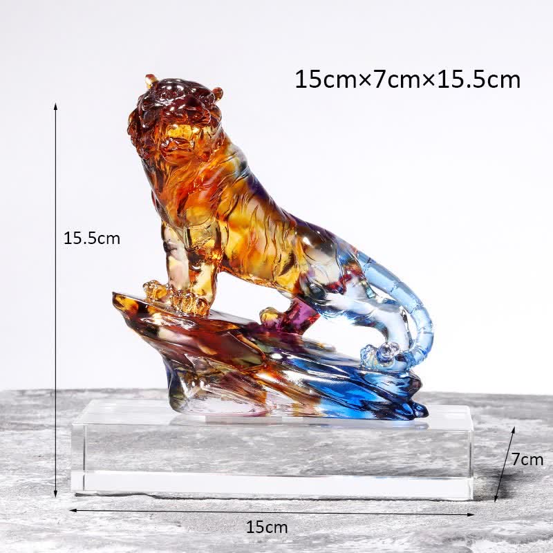 Nimara Ritual Handmade Liuli Crystal Tiger Art Piece Protection Home Decoration