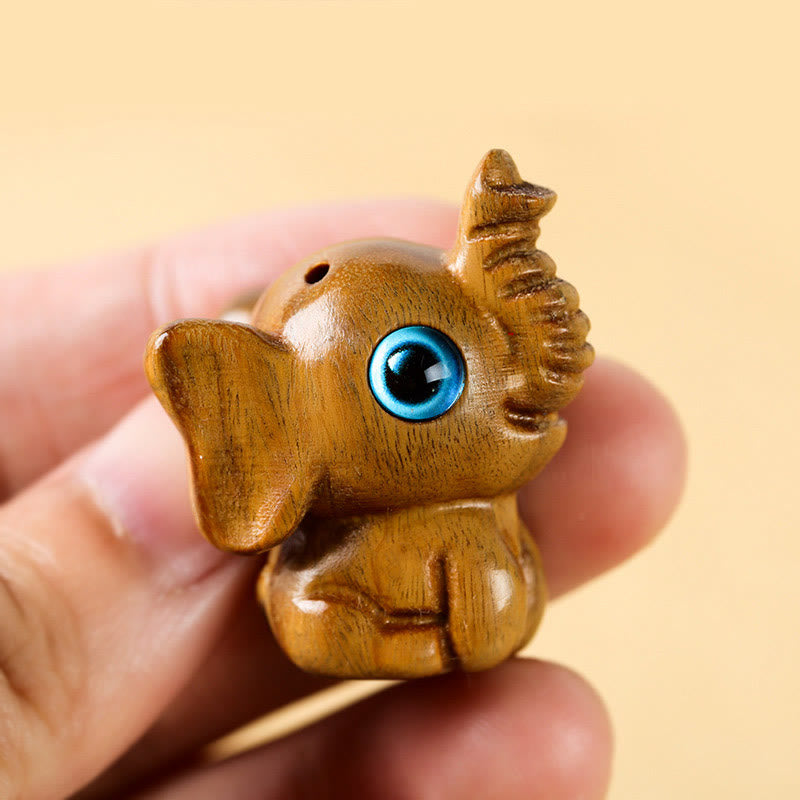 Nimara Ritual Sandalwood Small Leaf Red Sandalwood Green Sandalwood Lucky Mini Elephant Carved Protection Decoration