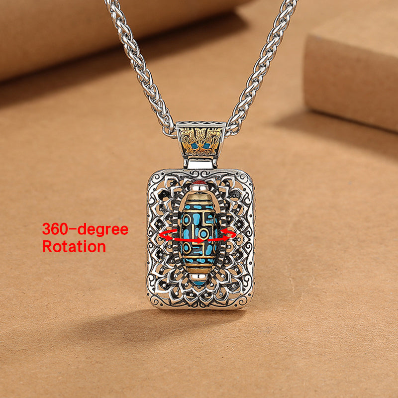 Nimara Ritual Nine-Eye Dzi Bead Design Copper Healing Rotatable Necklace Pendant