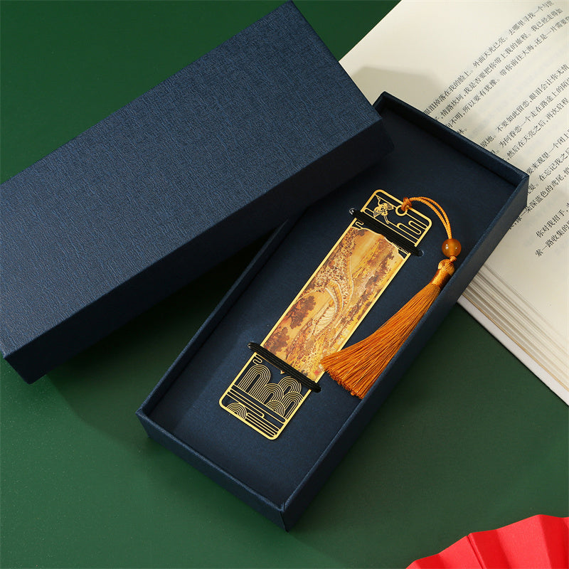 Nimara Ritual A Panorama of Rivers and Mountains Metal Hollow Bookmarks Tassel With Gift Box