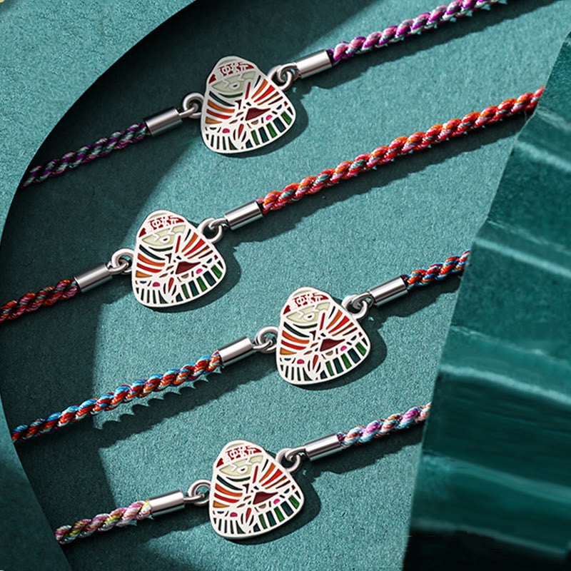 Nimara Ritual 925 Sterling Silver Zongzi Pattern Luck Multicolored Handcrafted Bracelet