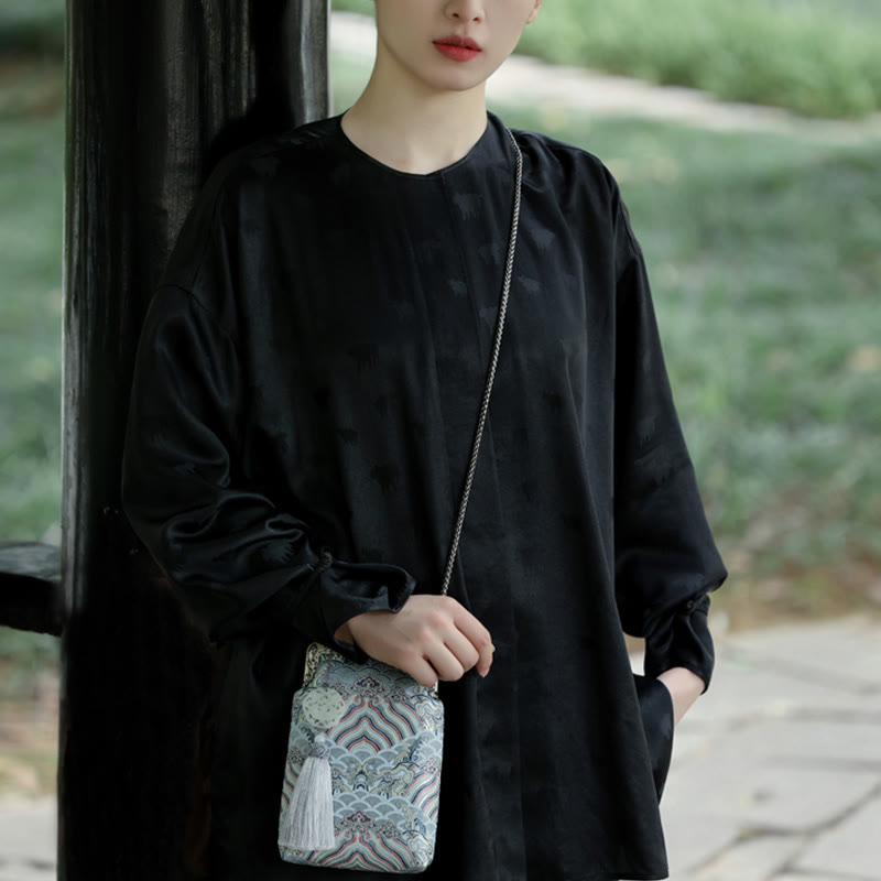 Nimara Ritual Small Blue Ocean Waves Metal Chain Crossbody Bag Shoulder Bag Cellphone Bag