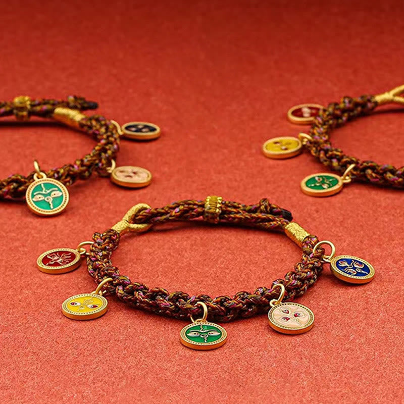 Nimara Ritual Tibetan Five God Of Wealth Thangka Luck Braid String Bracelet