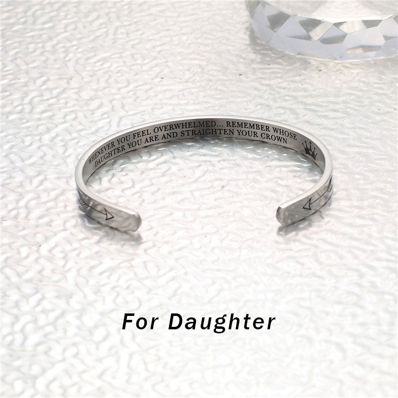 Nimara Ritual Inspirational Bracelets Personalized Gift for Her Him Engraved Mantra Cuff Bangle Crown Jewelry