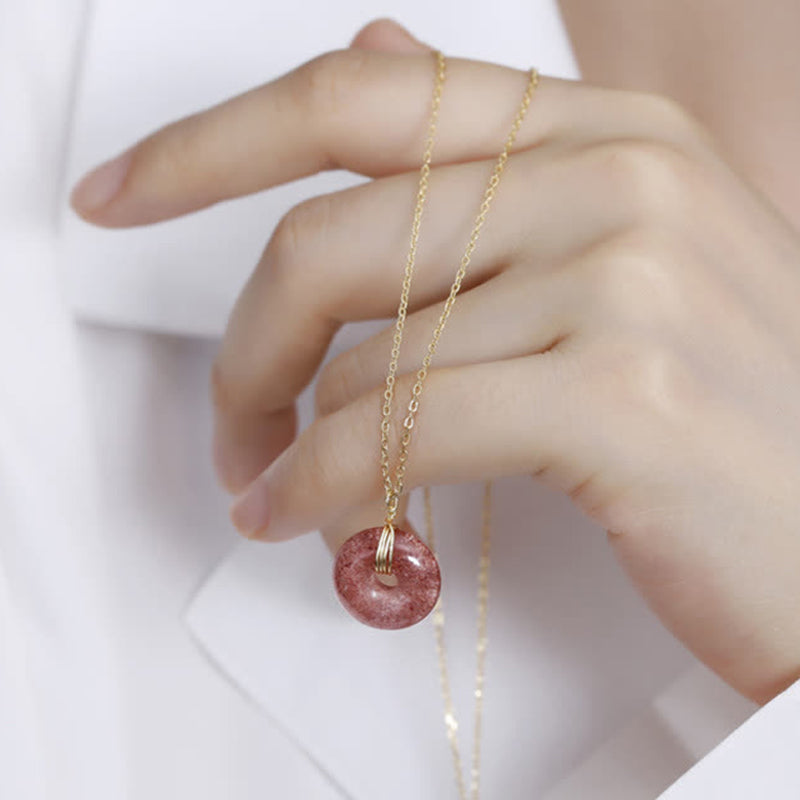 Nimara Ritual 925 Sterling Silver Strawberry Quartz Healing Positive Necklace