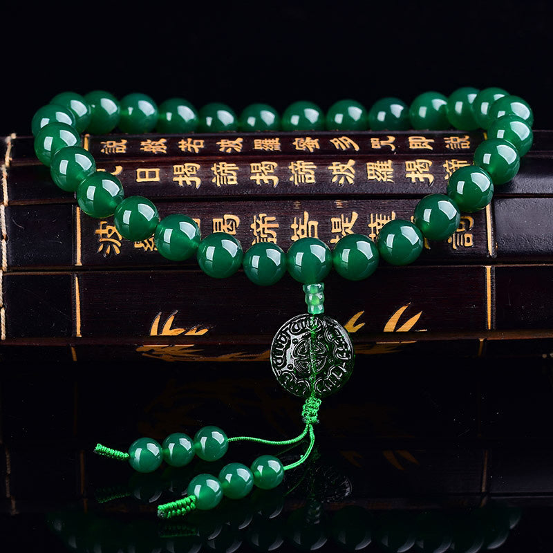 Nimara Ritual Natural Green Agate Wrist Mala Manifestation Pocket Mala Car Decoration