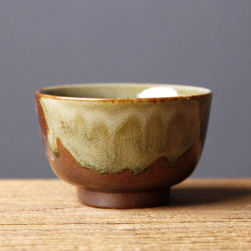Nimara Ritual Vintage Brown Beige Kiln Change Ceramic Teacup Kung Fu Tea Cup Bowl