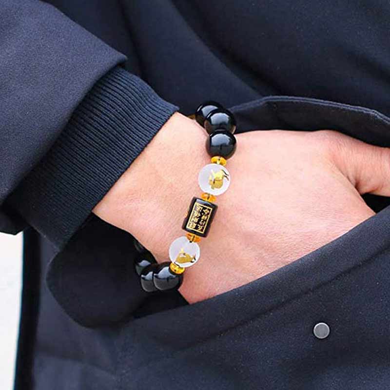 Nimara Ritual Chinese Zodiac Feng Shui Obsidian Five-Element Wealth Porsperity Bracelet