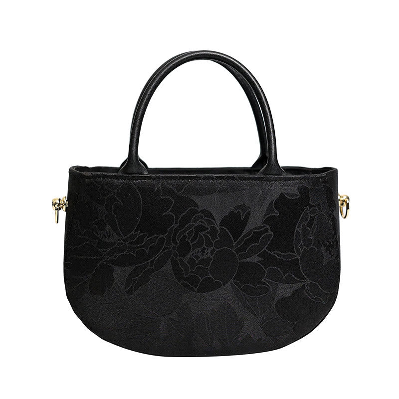Nimara Ritual Vintage Flower Peony Metal Chain Zipper Handbag Crossbody Bag Shoulder Bag