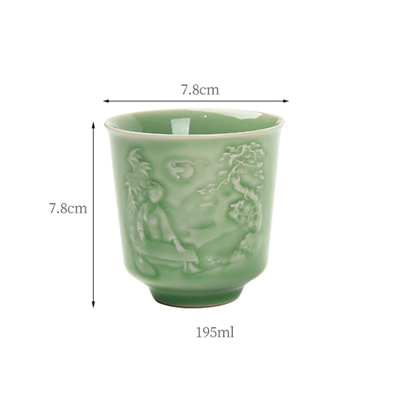 Nimara Ritual Trees Pavilion Mountains Rivers Pine Ceramic Teacup Kung Fu Tea Cup