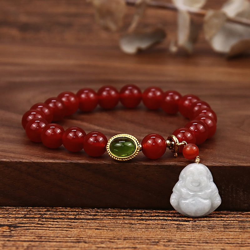 Nimara Ritual Natural Red Agate Buddha Success Bracelet