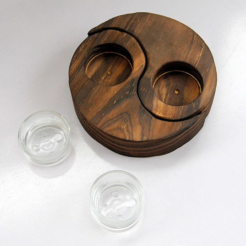Nimara Ritual Yin Yang Wood Candle Holder Meditation Rituals Use Items