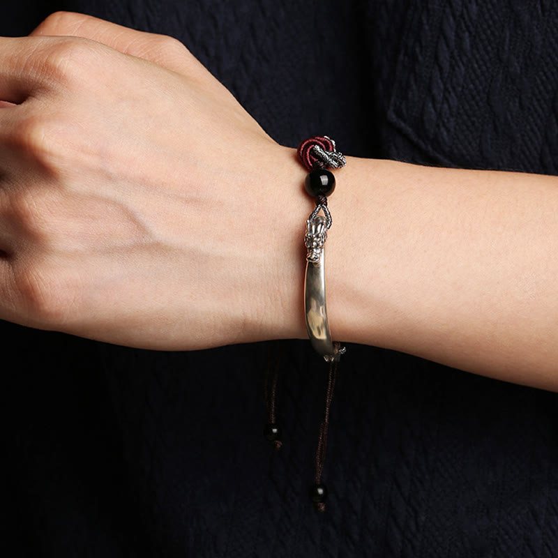 Nimara Ritual 925 Sterling Silver Auspicious Dragon Success Handcrafted Braided Bracelet