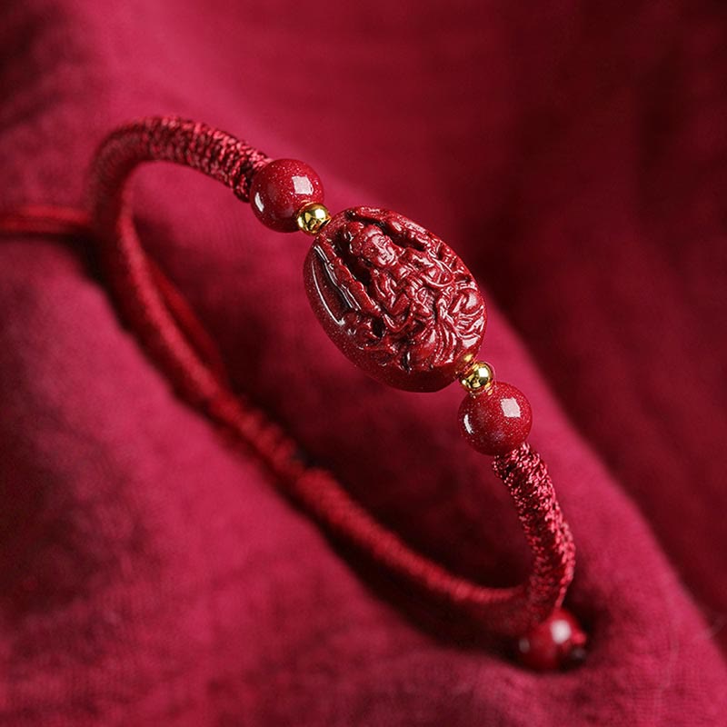 Nimara Ritual Chinese Zodiac Natal Buddha Cinnabar Keep Away Evil Spirits Rope Bracelet