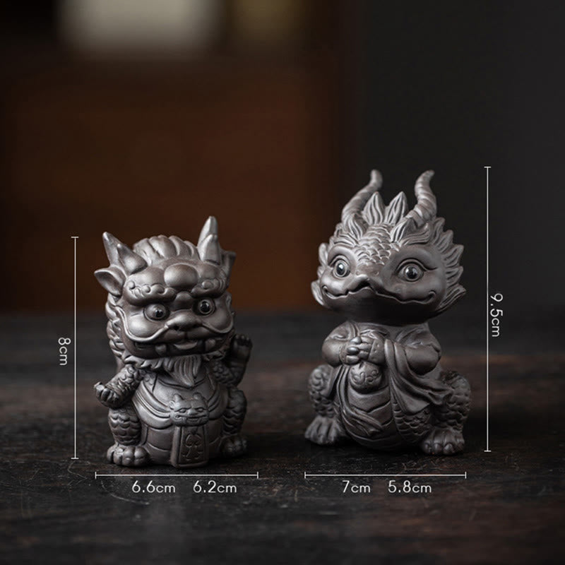 Nimara Ritual Luck Dragon Wealth Tea Pet Purple Clay Figurine Decoration