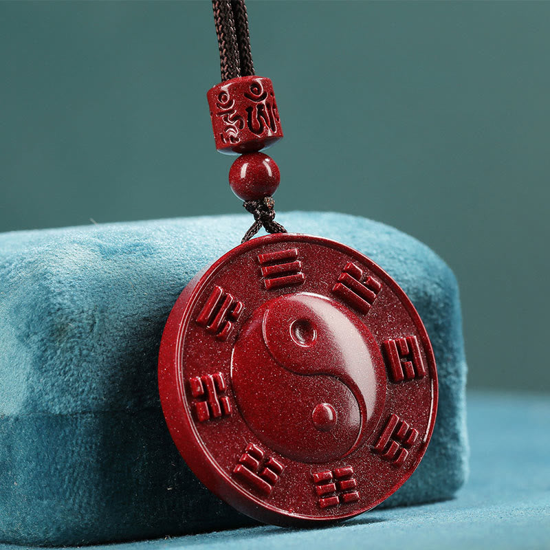 Nimara Ritual Cinnabar Yin Yang Bagua Blessing Necklace Pendant