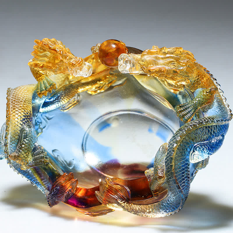 Nimara Ritual Feng Shui Chinese Zodiac Dragon Handmade Liuli Crystal Art Piece Protection Home Office Decoration