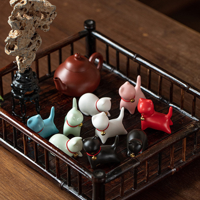 Nimara Ritual Mini Small Cute Cat Tea Pet Ceramic Home Desk Figurine Decoration