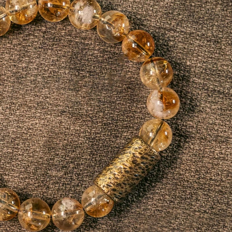 Nimara Ritual Natural Citrine Crystal Brass Bead Protection Bracelet
