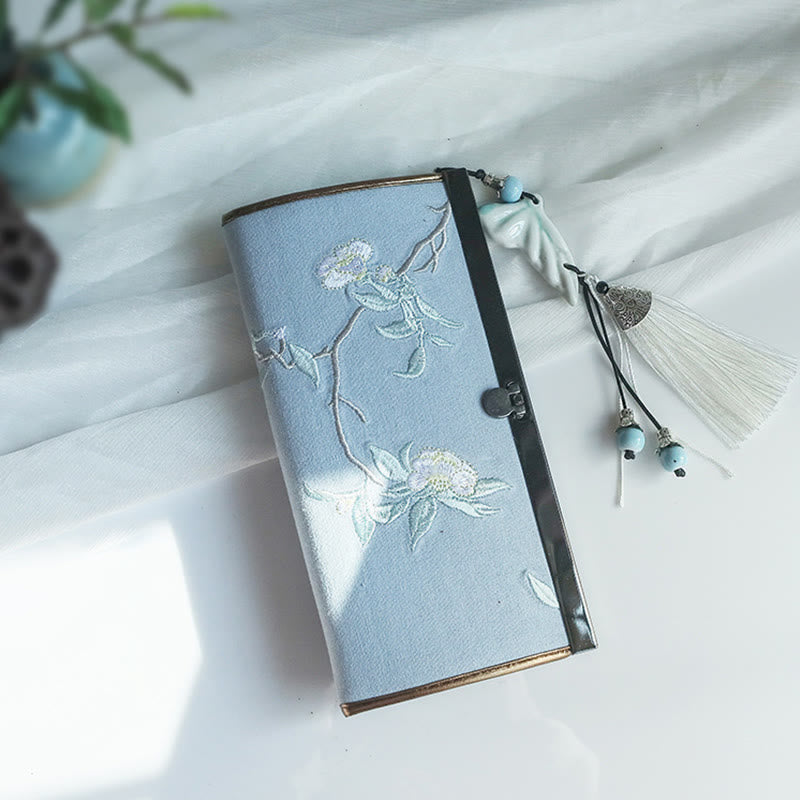 Nimara Ritual Flower Plum Peach Blossom Bamboo Double-sided Embroidery Large Capacity Cash Holder Wallet Shopping Purse
