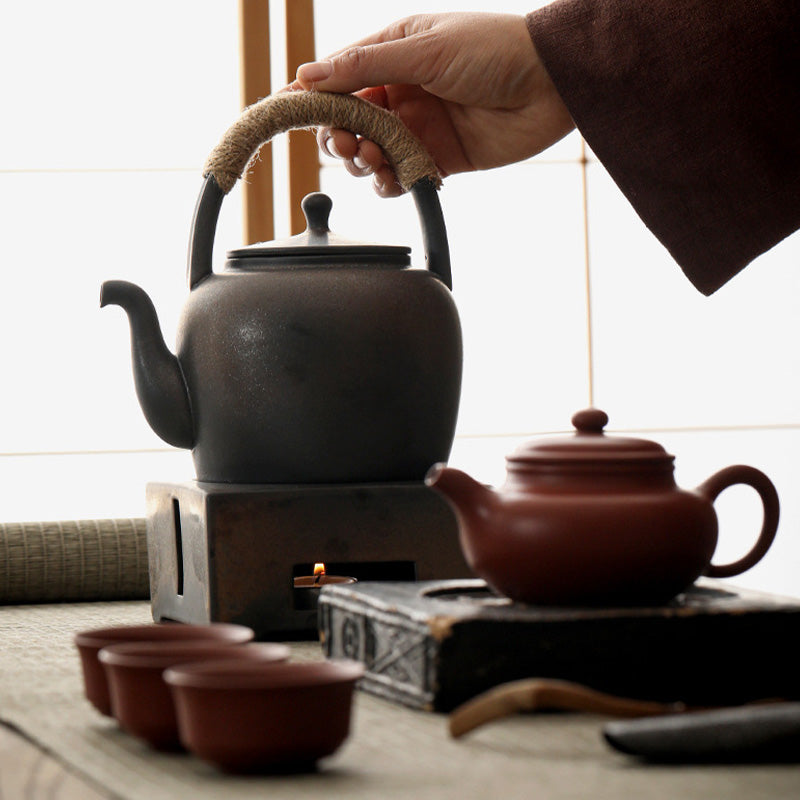 Nimara Ritual Retro Brown Chinese Gongfu Tea Ceramic Kung Fu Teapot 700ml With Base