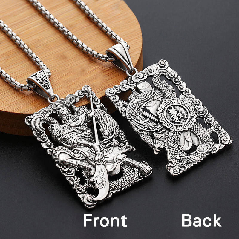 Nimara Ritual Guan Gong Dragon Auspicious Clouds Wealth Necklace Pendant