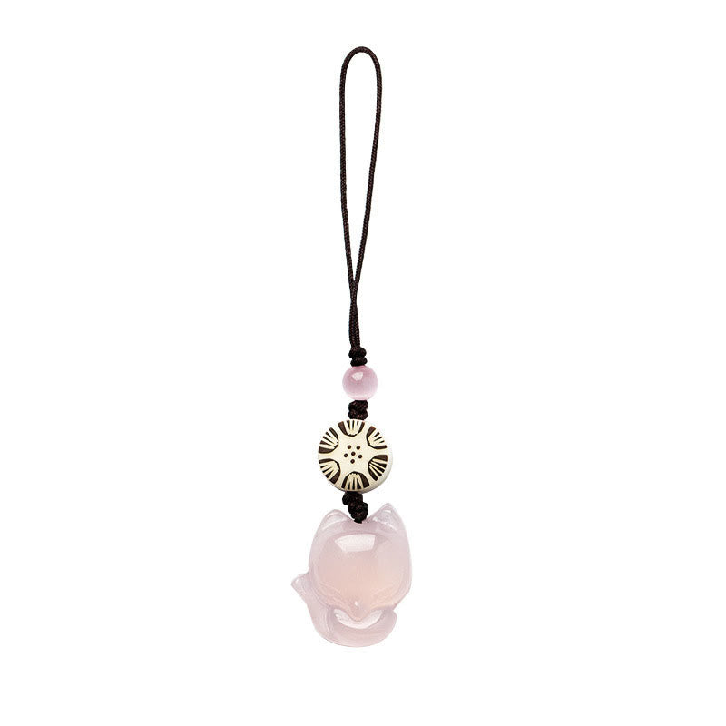 Nimara Ritual Natural Chalcedony Fox Harmony Phone Hanging Decoration