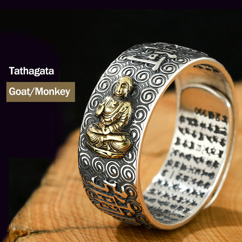 Nimara Ritual Chinese Zodiac Natal Buddha Wealth Luck Adjustable Ring