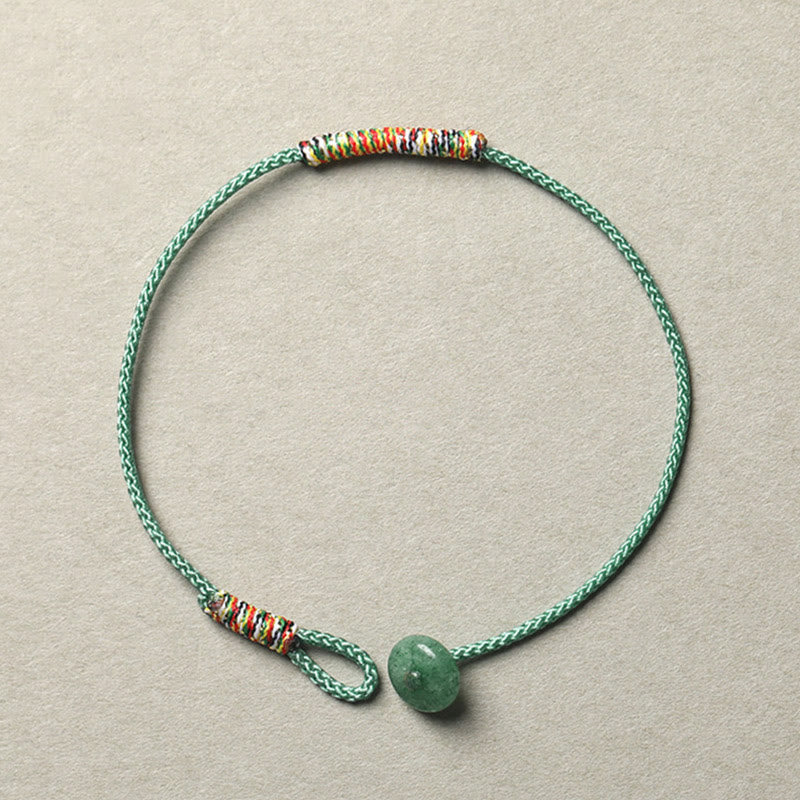 Nimara Ritual Tibetan Handmade Green Aventurine Luck Protection Braided Rope Bracelet