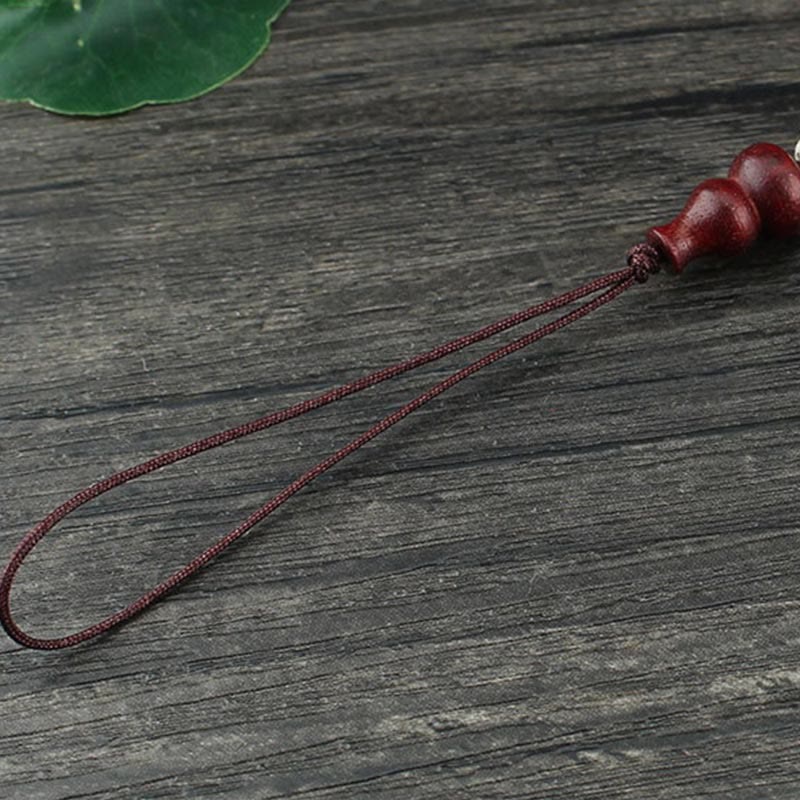 Nimara Ritual Green Sandalwood Ebony Wood Gourd Seven Layer Pagoda Positive Phone Hanging Decoration