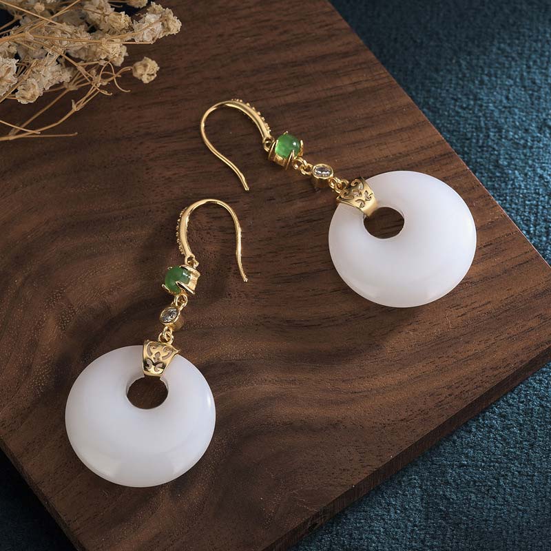 Nimara Ritual FengShui White Jade Blessing Drop Earrings
