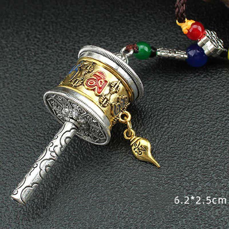 Nimara Ritual Tibet Om Mani Padme Hum Prayer Wheel Tassel Bag Car Hanging Decoration
