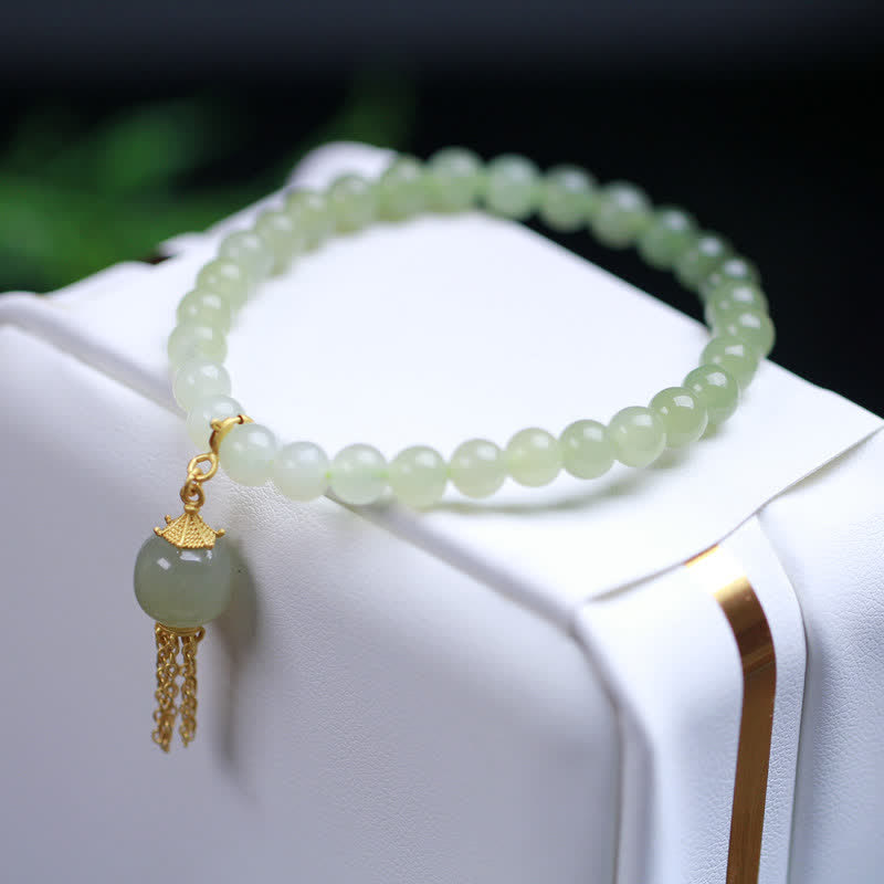 Nimara Ritual 925 Sterling Silver Hetian Jade Beaded Wealth Charm Bracelet