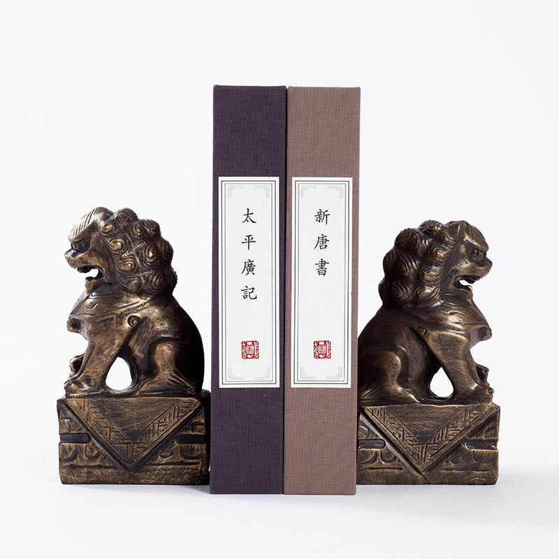 Nimara Ritual 2Pcs Lion Statue Courage Strength Resin Home Office Decoration