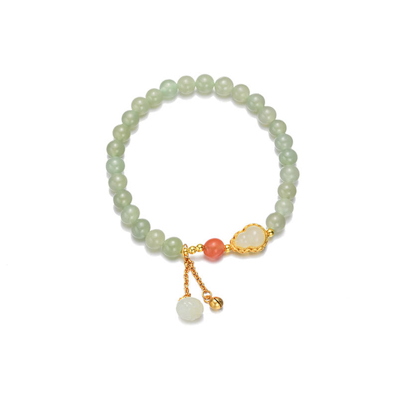 Nimara Ritual 925 Sterling Silver Hetian Jade Gourd Lotus Abundance Luck Bracelet