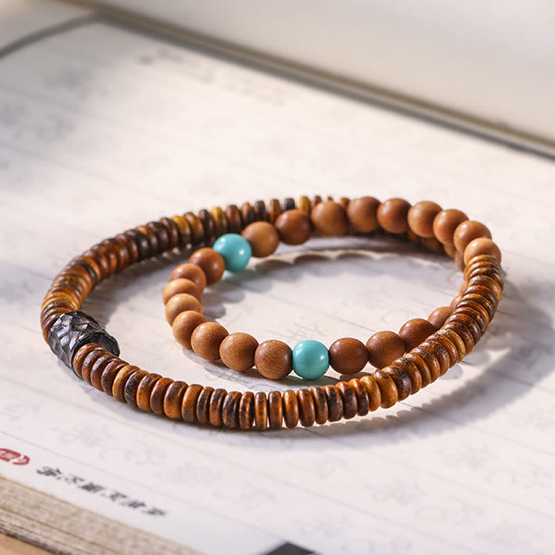 Nimara Ritual Sandalwood Turquoise Protection Double Wrap Bracelet