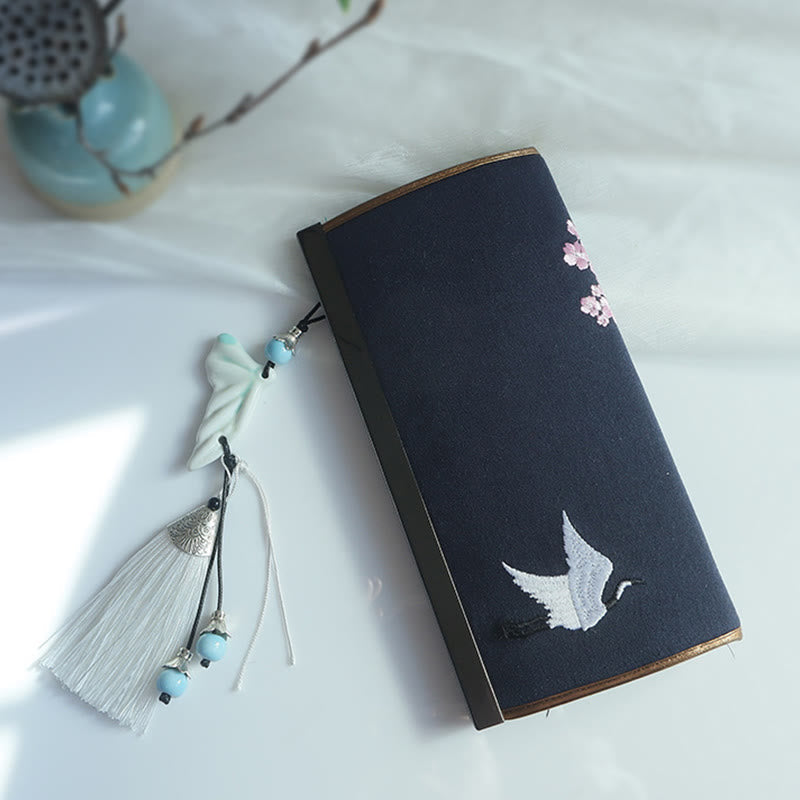 Nimara Ritual Flower Plum Peach Blossom Bamboo Double-sided Embroidery Large Capacity Cash Holder Wallet Shopping Purse